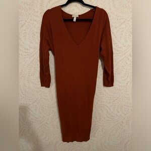 EUC Anthropologie LEITH auburn 3/4 sleeve sweater dress with back tie